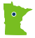 Minnesota outline with dot where Cloquet is located