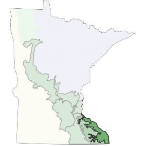 outline map of minnesota with bluff lands highlighted