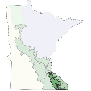 outline map of minnesota highlighting rochester plateau